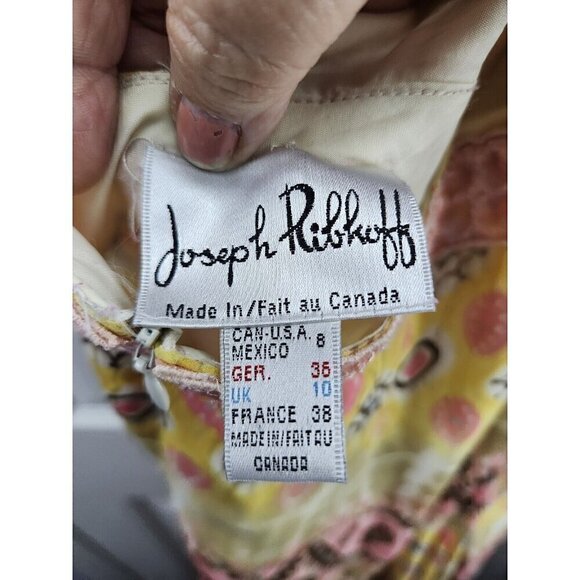 Joseph Ribkoff Pink & Brown Handkerchief-Hem Halter Dress Size 8 - Picture 7 of 11